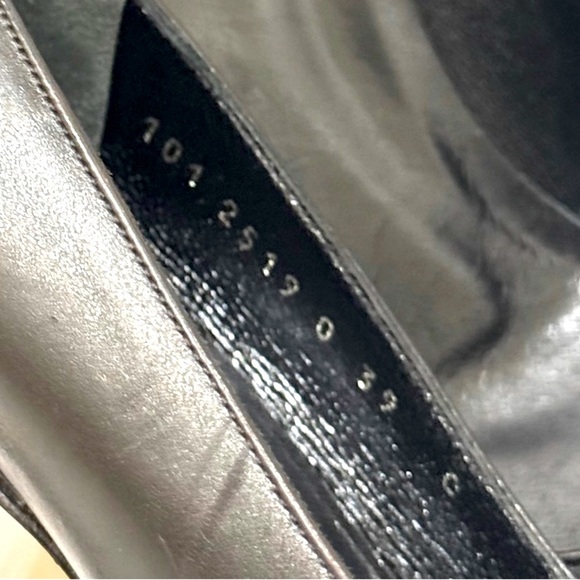 🔥 Rare Vintage 1980s Gucci Black Leather Box Toe Stiletto Slip-On Heels Pumps - Picture 8 of 9